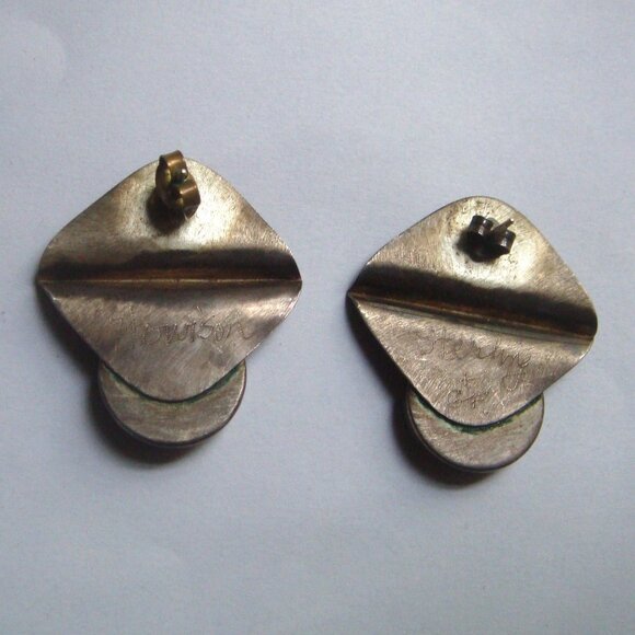 90s Vintage Artisan Sterling Silver Earrings - Picture 5 of 7